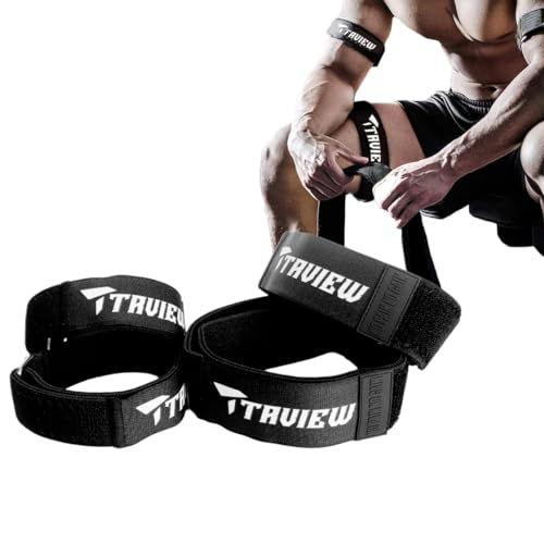TAVIEW Black Occlusion Bands 4 Pack for Blood Flow Restriction Training - Comfortable Elastic for Muscle Growth