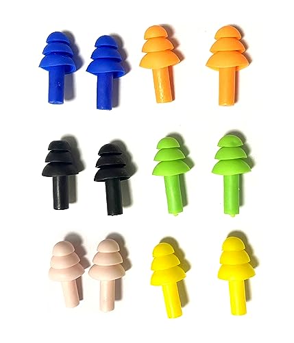6 Pairs Reusable Silicone Earplugs - Waterproof Noise Cancelling Ear Plugs