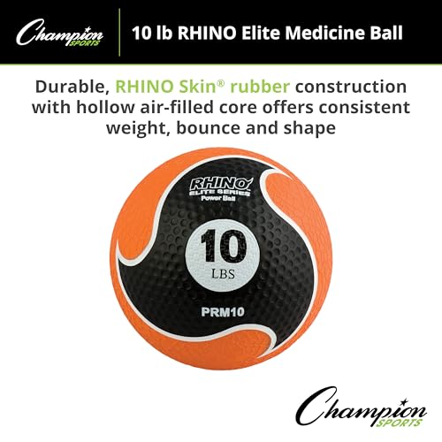 10 lb Champion Sports Rhino Elite Medicine Ball - Textured Grip