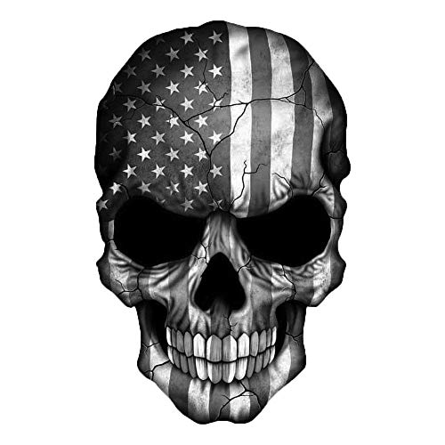 Skull American Flag Decal Sticker - 5 Inch Tall for Vehicles