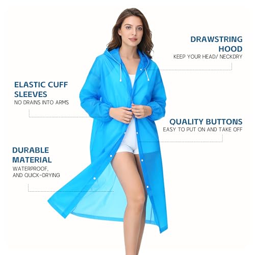 Reusable Waterproof Rain Ponchos for Adults - Purple (2 Pack)