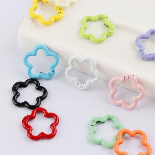 11Pcs Colorful Flower-Shaped Aluminum Alloy Carabiner Clips for DIY Crafts