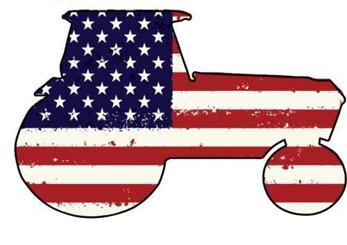 Tractor Vinyl Decal Sticker - American Flag Silhouette - 5x3.2 Inch