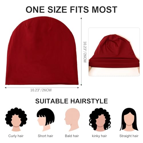 Slouchy Beanie for Men - Soft Cotton Stretch Skull Cap - Pure Red