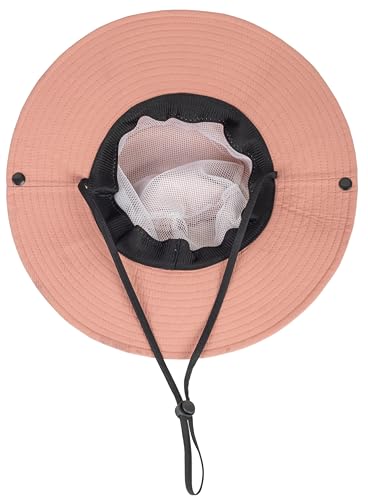 Kids UV Sun Hat with Chin Strap - Adjustable Wide Brim 7-14Y - Pink