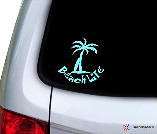 Palm Tree Surfboard Sticker - 3.9x3.9 Inch Vinyl Decal