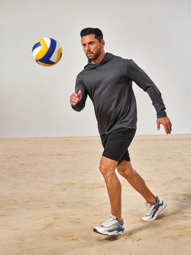 Men's UV Protection Long Sleeve Rash Guard SPF Lightweight Quick Dry for Outdoor Fishing & Hiking - Black, Wine, Dk. Gray, Lt. Gray, Navy, Olive - Large