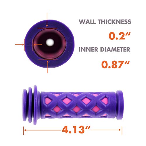 Kids Bike Handlebar Grips - Shorter Size 4.13" - Purple