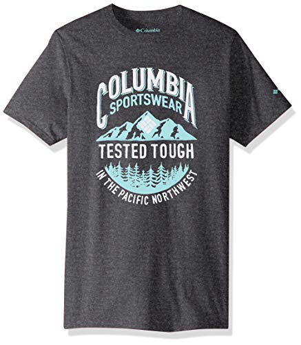 Columbia Men's Graphic T-Shirt Large Charcoal Heather Cotton Crew Neck