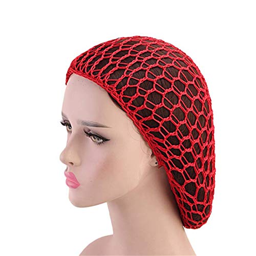 Soft Rayon Snood Hat Hair Net Cap - Medium Red