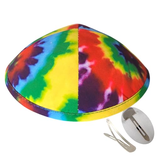 Zion Judaica Tie-Dye Kippah, Bulk or Single with Free Clips, 6.5" Adult & Child Yarmulke