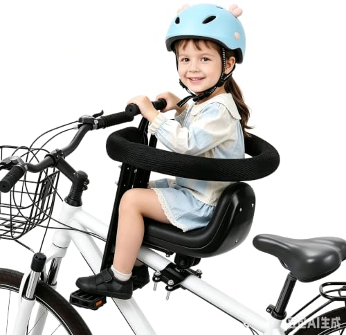 Ousexi Foldable Front-Mounted Kids Bike Seat - Black3 for City & Hybrid Bikes