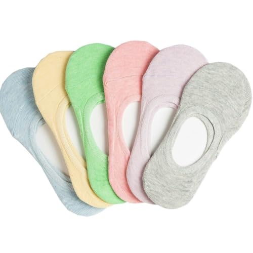 6 Pairs Women's Casual No Show Anti-Slip Socks - 6 Colors
