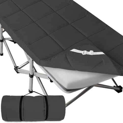 SPRINGSPIRIT Black 30x75 Inch Camping Cot Mattress Topper Foam Pad, Thick & Soft