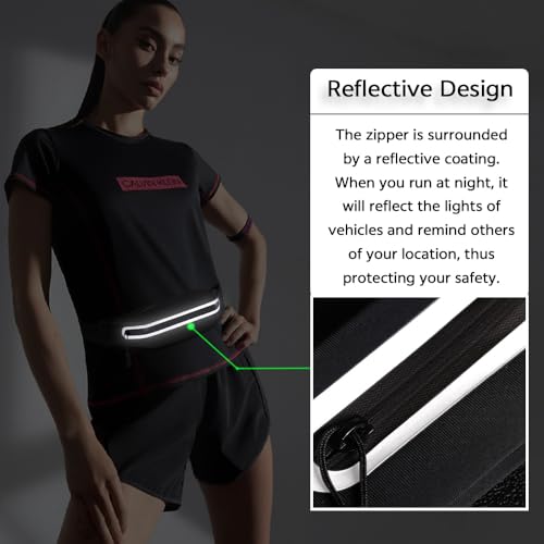 Slim Running Belt with Phone Holder - Water-Resistant Waist Pack - Black