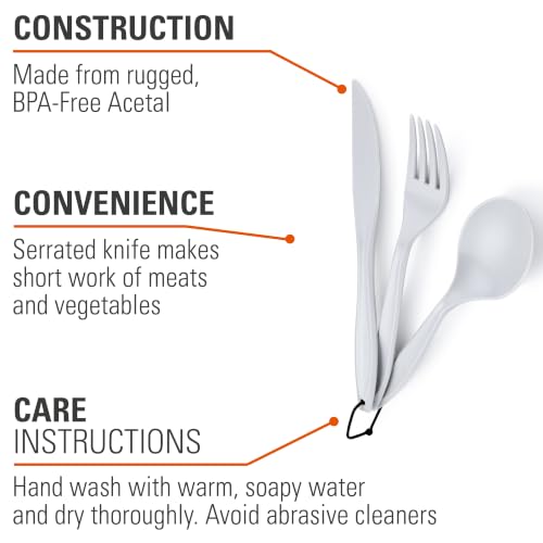 Full-Size Camp Cutlery Set - 3 Pc Utensils, Eggshell White