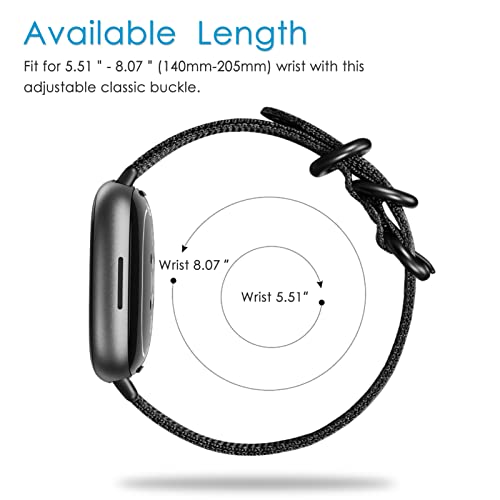 Soft Nylon Sport Band for Fitbit Versa 4/3 & Sense 2 - Black