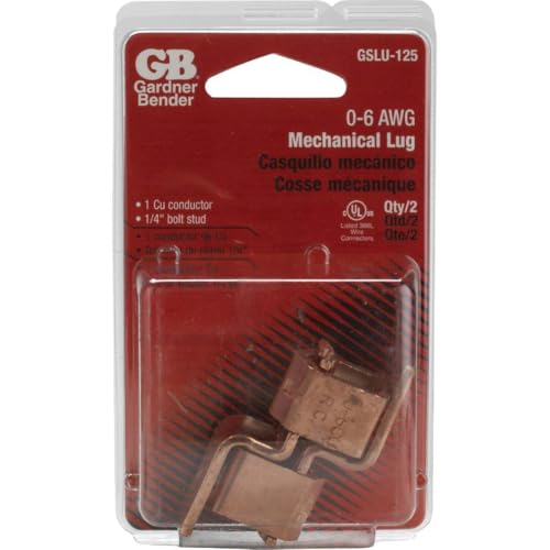Copper Alloy Offset Tongue Lug, 2 Pack - #14 to #6 Wire Range