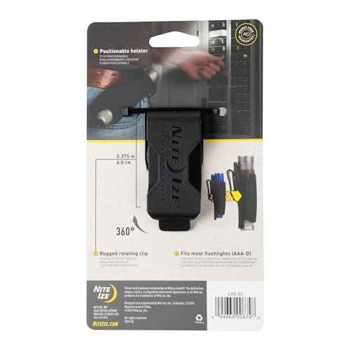 Nite Ize Lite Holster Stretch Flashlight Holster - Belt Clip Flashlight Holder - Soft Hip Clip for Convenient Tactical Flashlight Use - 2 Count (2 Pack)