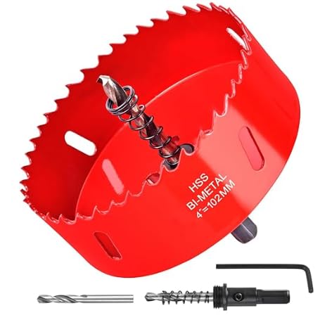 4 Inch / 102mm HSS Bi-Metal Hole Cutter with Pilot Drill Bit, Hole Saw for Wood, Plastic, Drywall, Metal Sheet