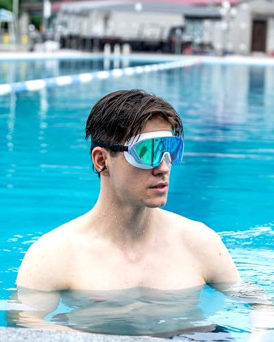Anti-Fog Swim Goggles with UV Protection and Wide View - Dazzling Mirror White