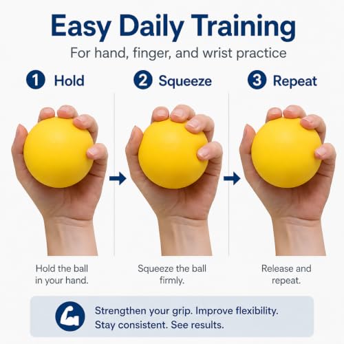 Hand Exercise Grip Ball - Finger Strengthener for Sports - Yellow