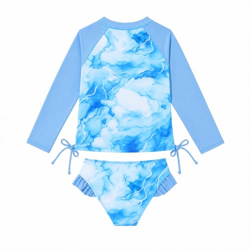 Girls Long Sleeve Rash Guard Swimsuit 2 Piece UPF 50+ - 11-12 Years