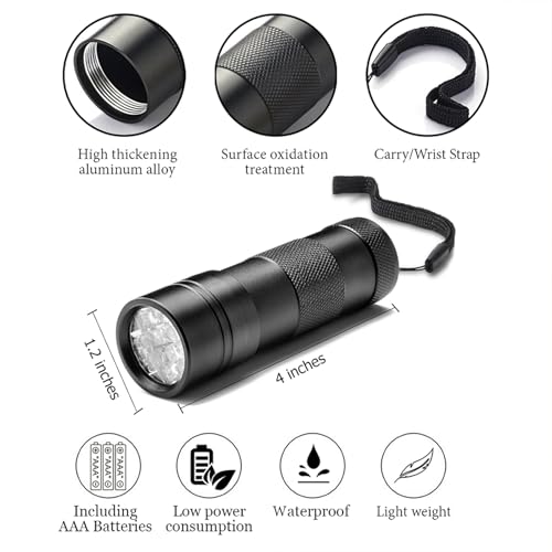 UV Flashlight Pet Stain Detector - Mini Handheld Black Light