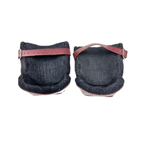 Non-slip Kneepads with Adjustable Straps, Safety Leather Knee Pads with Dense Padding Protection, Double Thick Lining (Cherry)