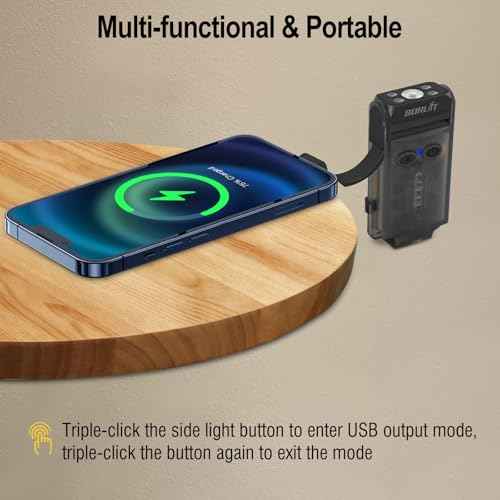 BORUIT V30 Rechargeable EDC Flashlight with 365nm Blacklight UV/Red Flashlight,Bright Keychain Lights with Clip and Magnet, 180¡Æ Rotatable Pocket Flashlight for Everyday Carry and Emergencies