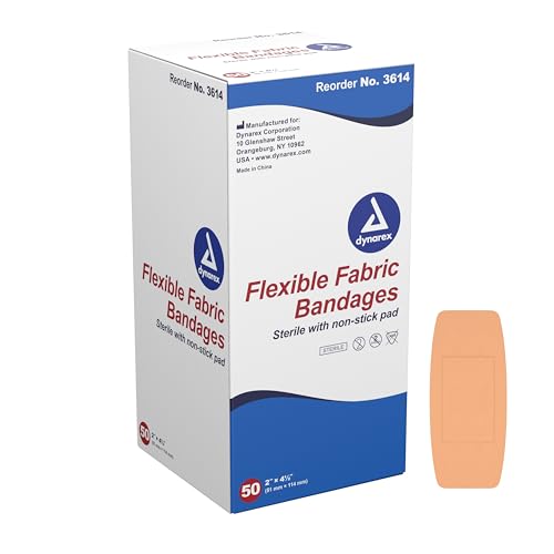 Fabric Adhesive Bandages - Sterile Flexible Non-Stick Pads, 2x4.5" (50 Count)