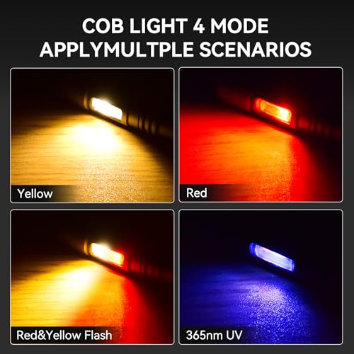 S22Pro EDC Tactical Dual Mode Rechargeable Flashlight, 1200 High Lumen Pen Light with 365nm UV Light, 2AA Dual Power Pocket LED Flashlight with Magnet for Car Repair Camping, Emergency, Outdoor