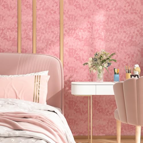 Stickyart Dusty Pink Velvet Wallpaper Peel and Stick Luxury Fabric Textured Pink Contact Paper for Dresser Removable Soft Flocking Wall Paper Self Adhesive Felt Sheets for Liner Girls Bedroom 12"x80"