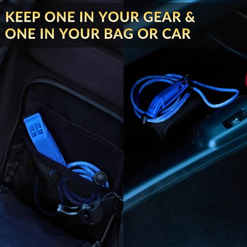 120dB Loud Blue Emergency Whistle - 2-Pack with Lanyard