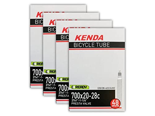 Kenda 700x20/28c Bicycle Inner Tubes with 48mm Presta Valve – Pack of 4