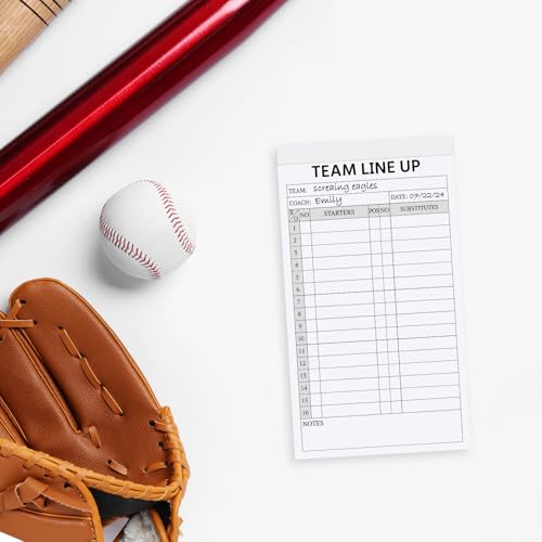 Baseball Lineup Cards - 90 Sets (3 Pads), 16 Player Roster Sheets
