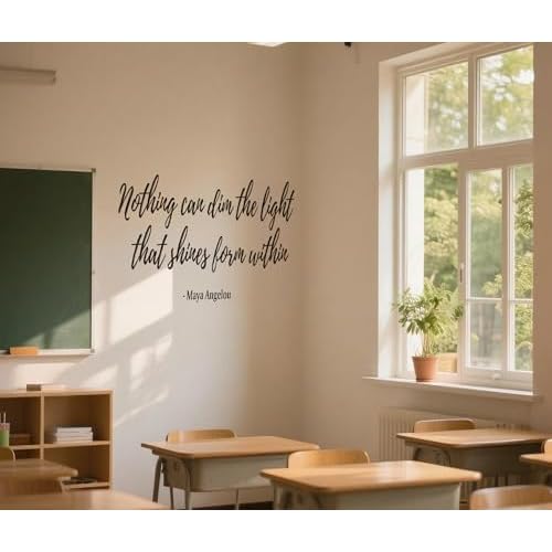 Inspirational Maya Quotes Wall Sticker,Nothing Can Dim The Light That Shines from Within¡¯ Motivation Words Vinyl DIY Removable Wall Decals for Classroom College Home
