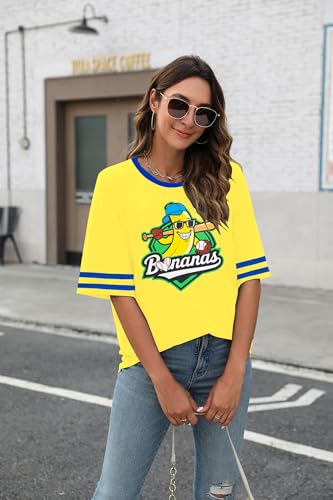 SGYHO Baseball Mom Oversized Women's T-Shirt Game Day Heart Graphic Large Yellow