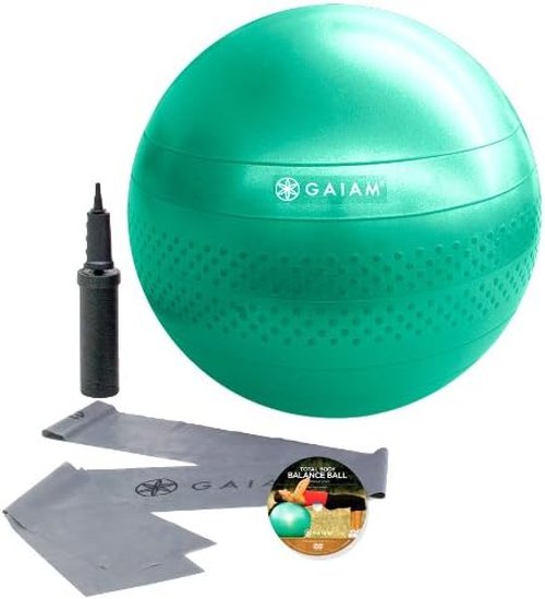 Gaiam Total Body Balance Ball Kit - Anti-Burst Stability Yoga Ball with Pump & Workout Guide