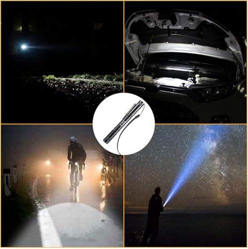 Compact LED Pen Light Flashlight - 2 Pack - High Lumen Aluminum - Round