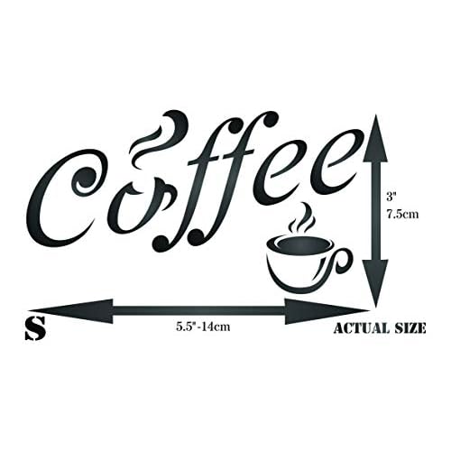 Coffee Stencil, 5.5 x 3 inch (S) - Quote Label Sign Word Stencils by CRAFT KREATIVELY
