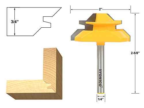 YONICO 45° Lock Miter Router Bit Set – 3 Bits, 1/2-Inch Shank for Precision Joinery