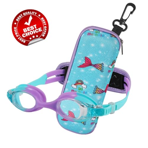 Hydrocomfy Kids Swim Goggles 3-8 Years Blue Mermaid No Hair Pull Strap
