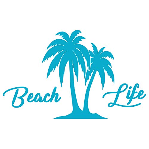 Beach Life Palm Trees Vinyl Decal Sticker - 5-Inch Light Blue