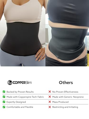 CU Copper Slim Waist Belt for Women - Medium Black Tummy Control & Sweat-Enhancing Workout Belt