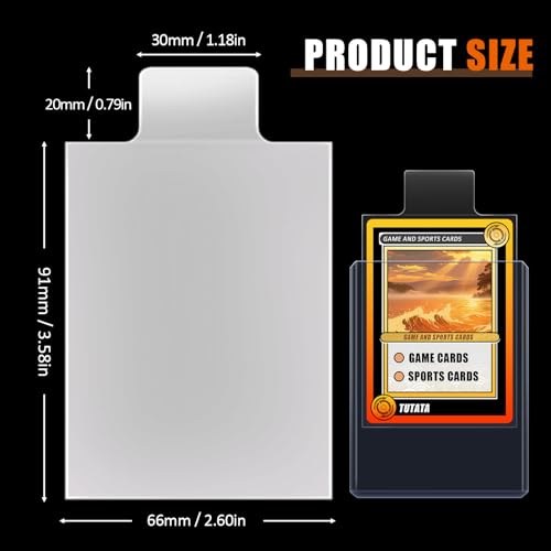 Tabbed Card Sleeves for Grading Submission - 100 Pack Easy Grip Protectors