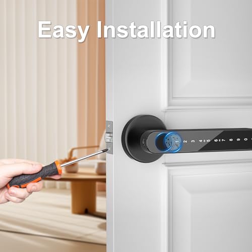 Door Knob,Fingerprint Door Lock for Bedrooms,Smart Door Knob,Keyless Entry Door Lock with APP