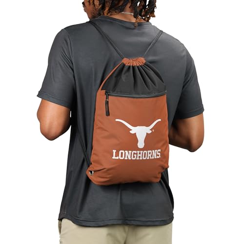 Texas Longhorns Drawstring Backpack with Zippered Pocket - One Size
