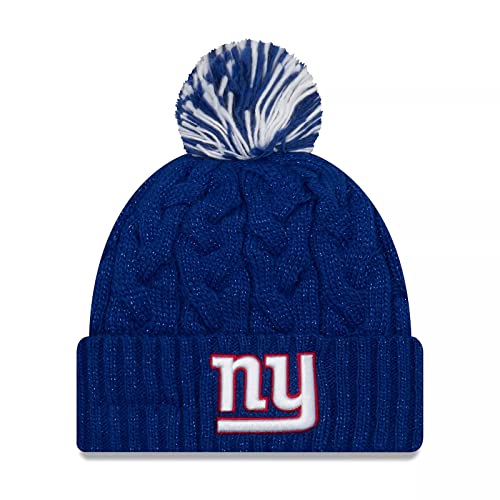 Cozy Cable Knit Cuff Pom Beanie Hat - One Size, New York Giants