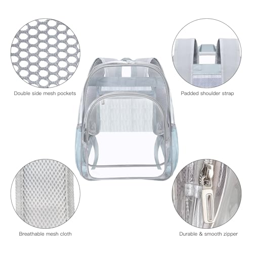 HEEYA Clear Backpack Heavy Duty Transparent Backpack for Security, Sports, Work, Travel, Stadium